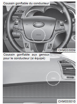 Coussins gonflables du conducteur et du passager