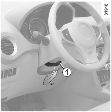 Tirez le levier 1 et positionnez le volant