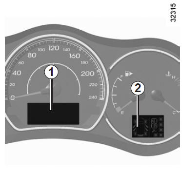 L'affichage 1 et 2 du tableau de bord indique