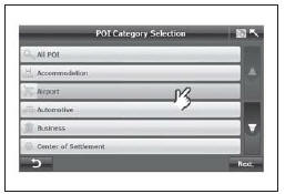 Sélection de la catégorie de point intéressant